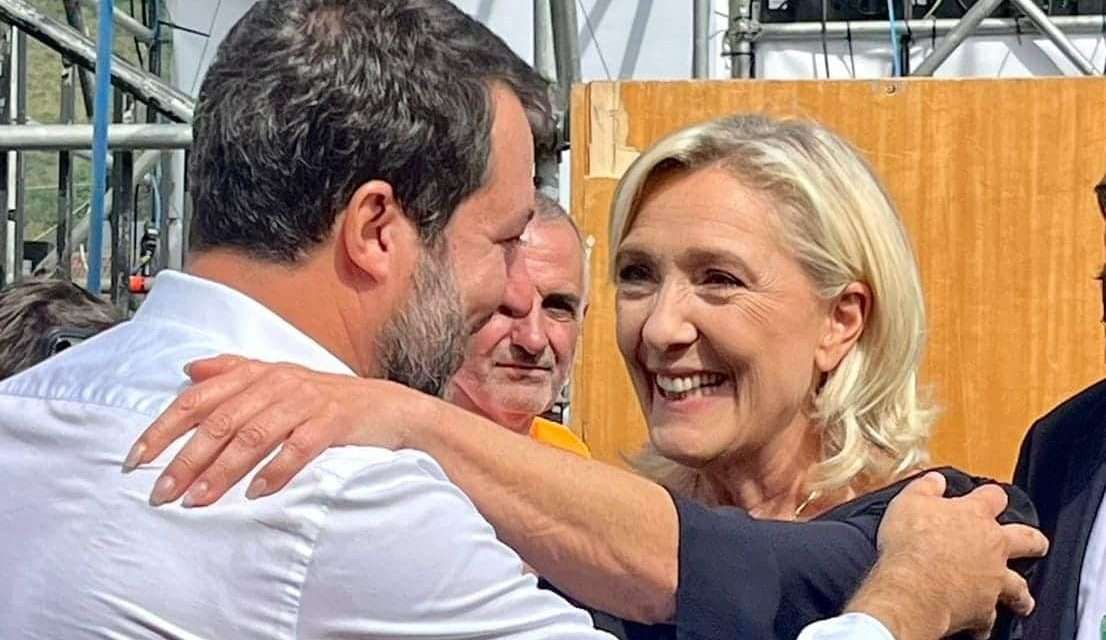 Pontida, Marine Le Pen elogia Matteo Salvini. Il vicepremier assicura: “Macron e Le Pen? Tutta la vita con Marine”